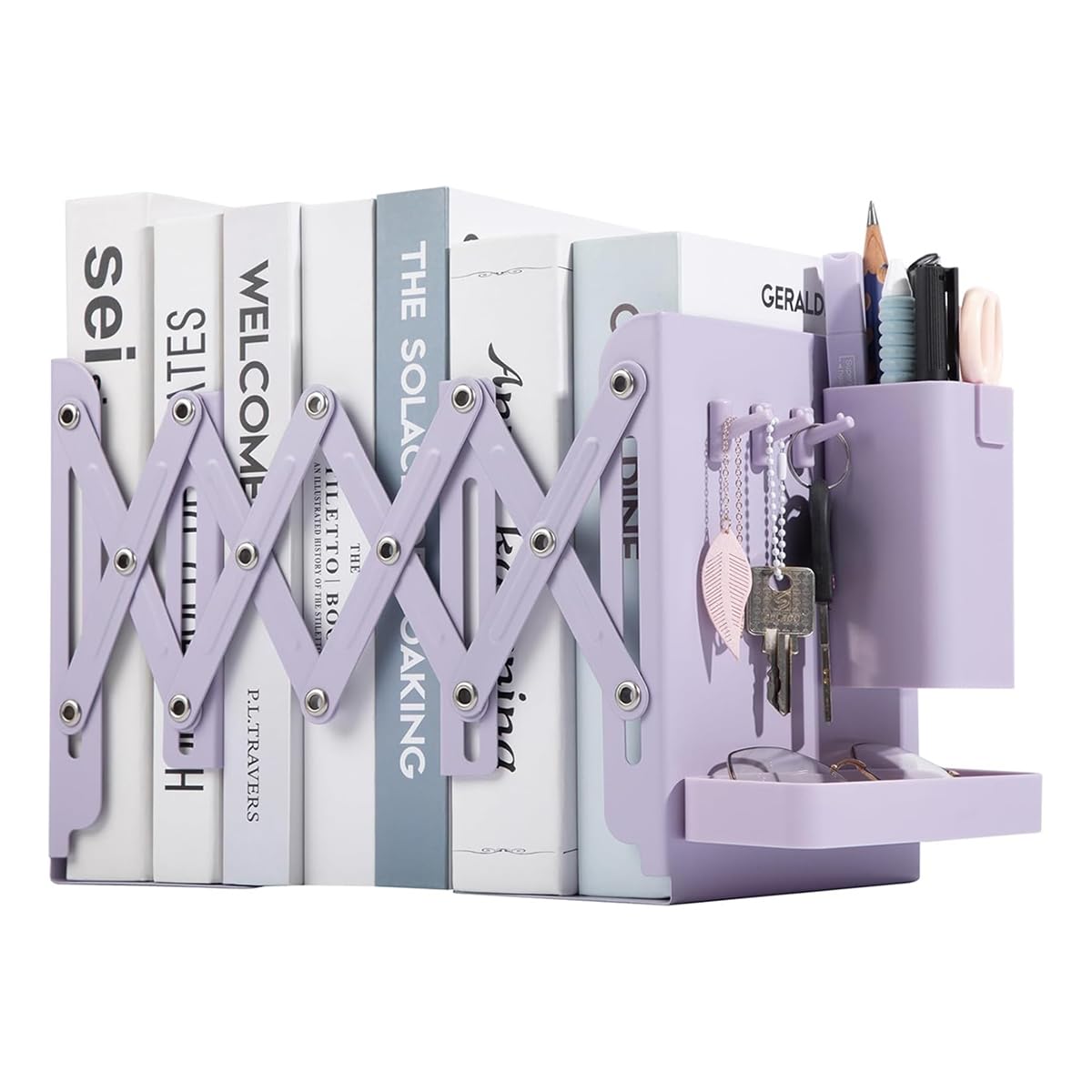 Climberty Desktop Bookshelf for Office and School with Retractable Book Holder and Metal Pen Organizer