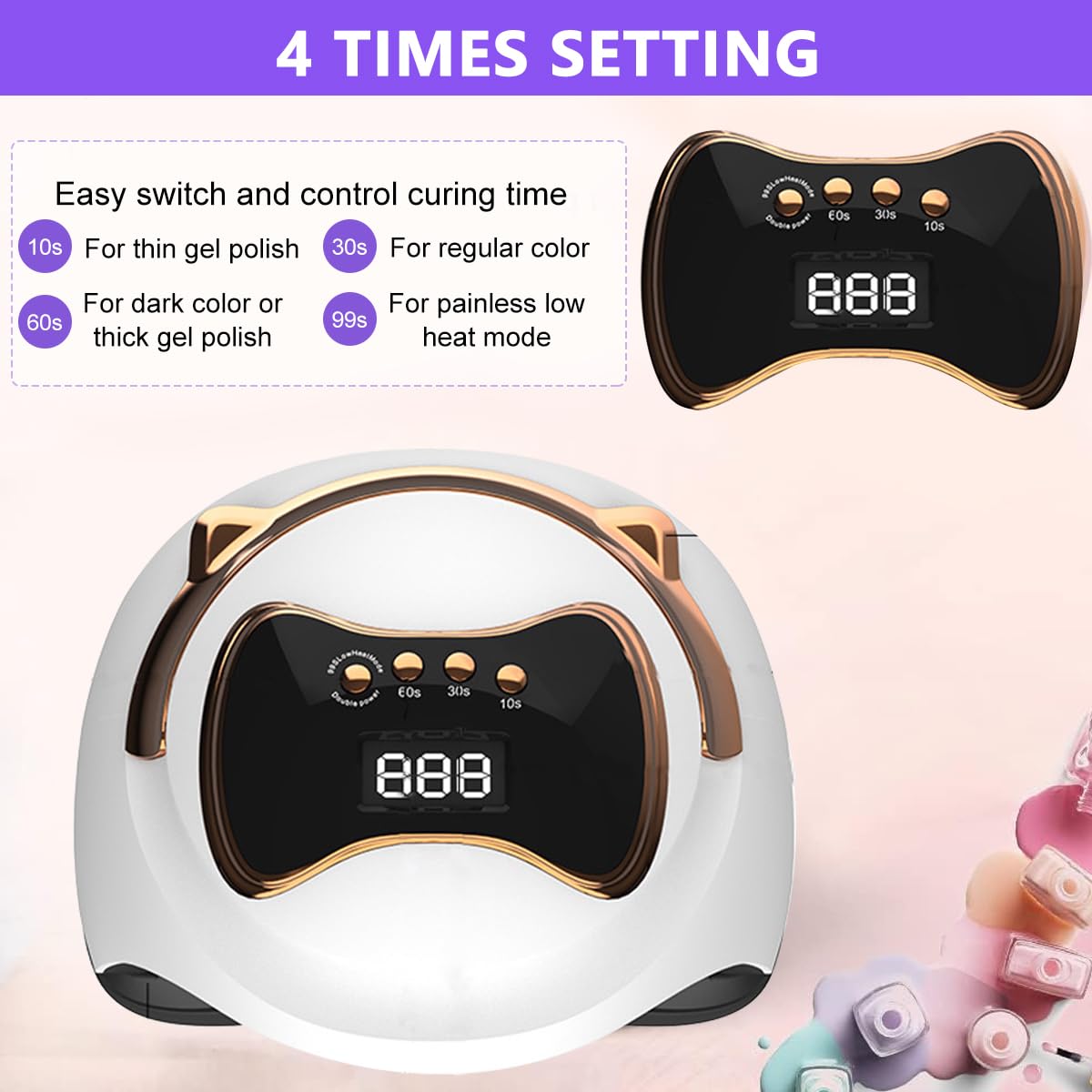 MAYCREATE UV LED Nail Lamp for Gel Polish with 36 Beads and 4 Timer Settings | Smart Induction