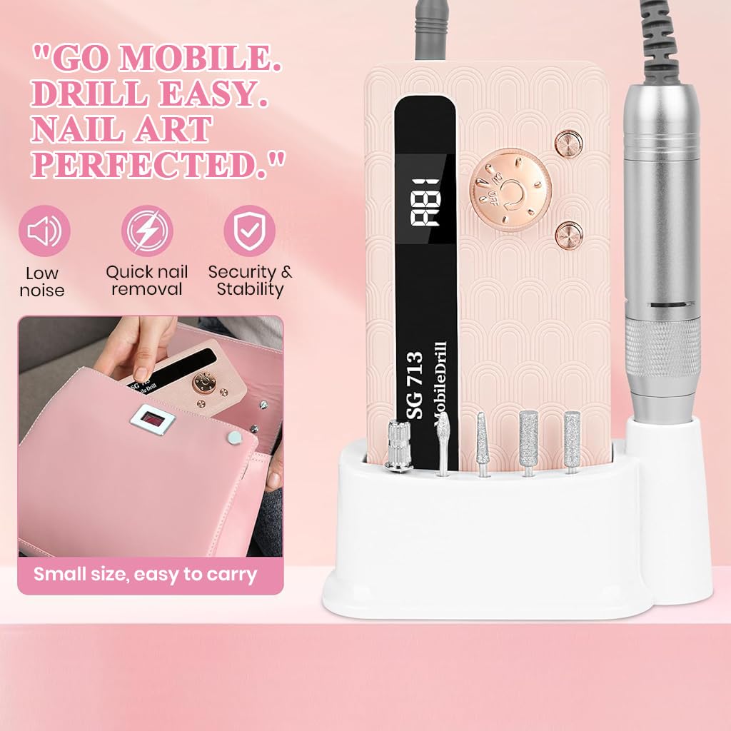 MAYCREATE Nail Drill Kit for Manicure with 6 Bits and 6 Sanding Rings | USB Rechargeable 3600mAh