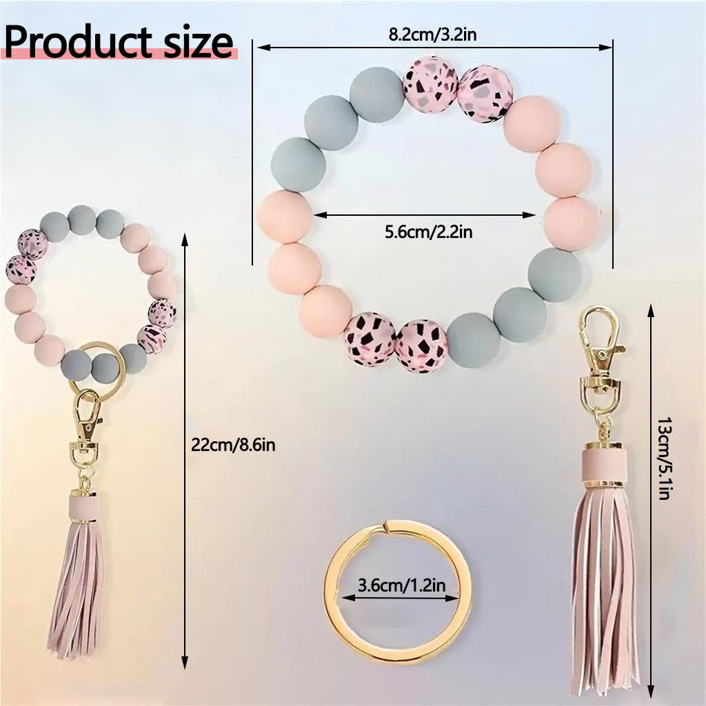 Zibuyu Beaded Tassel Wristlet Keychain for Women with Soft Silicone Beads | Stylish Car Key Holder