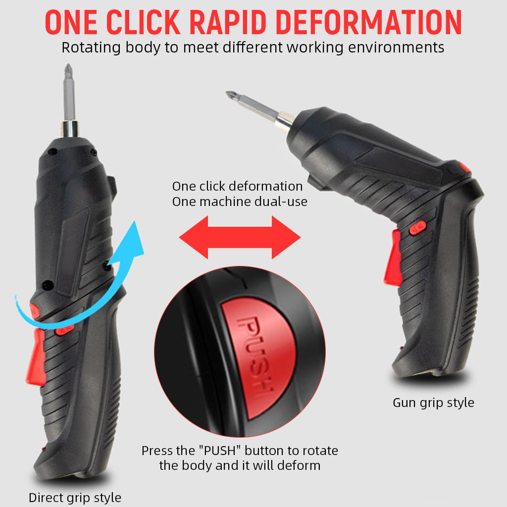 Serplex Electric Screwdriver Set 47 Pcs for Home Projects with Swivel Handle and LED Light