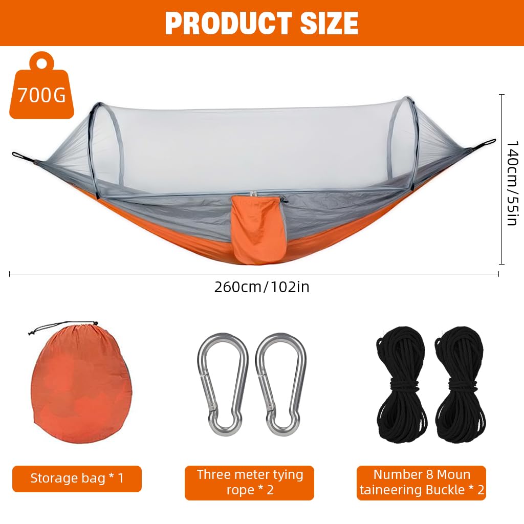Proberos Camping Hammock for Outdoor Adventures with 660lbs Capacity and 360° Mosquito Net | Ultralight 210T Parachute Nylon