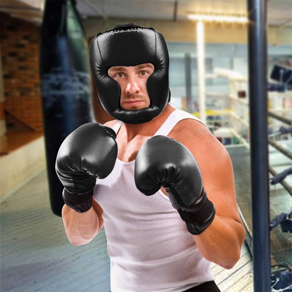 Optifit Boxing Headgear for Training and Sparring with Thick Sponge Padding PU Leather for Teens and Adults