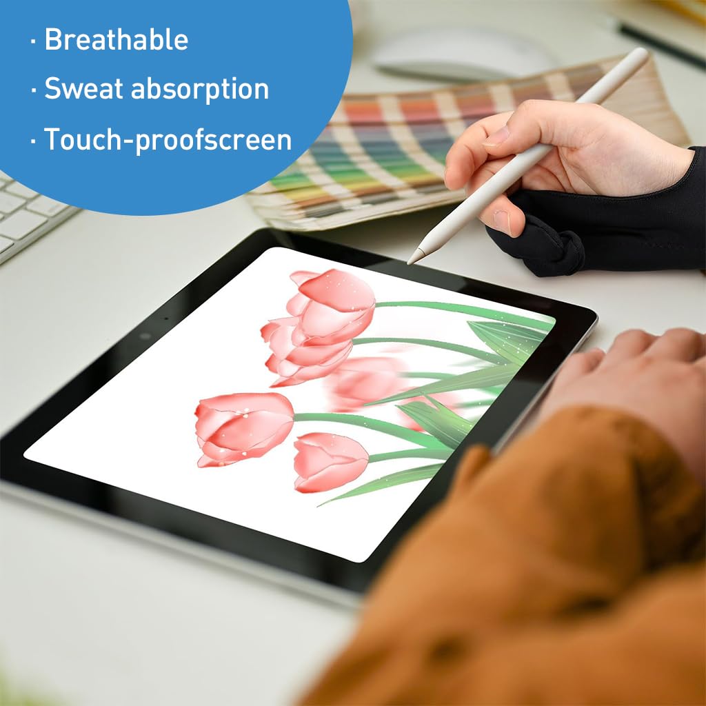 ZORBES Two-Finger Artist Drawing Gloves for Tablet with Three-Layer Design and Lycra Material
