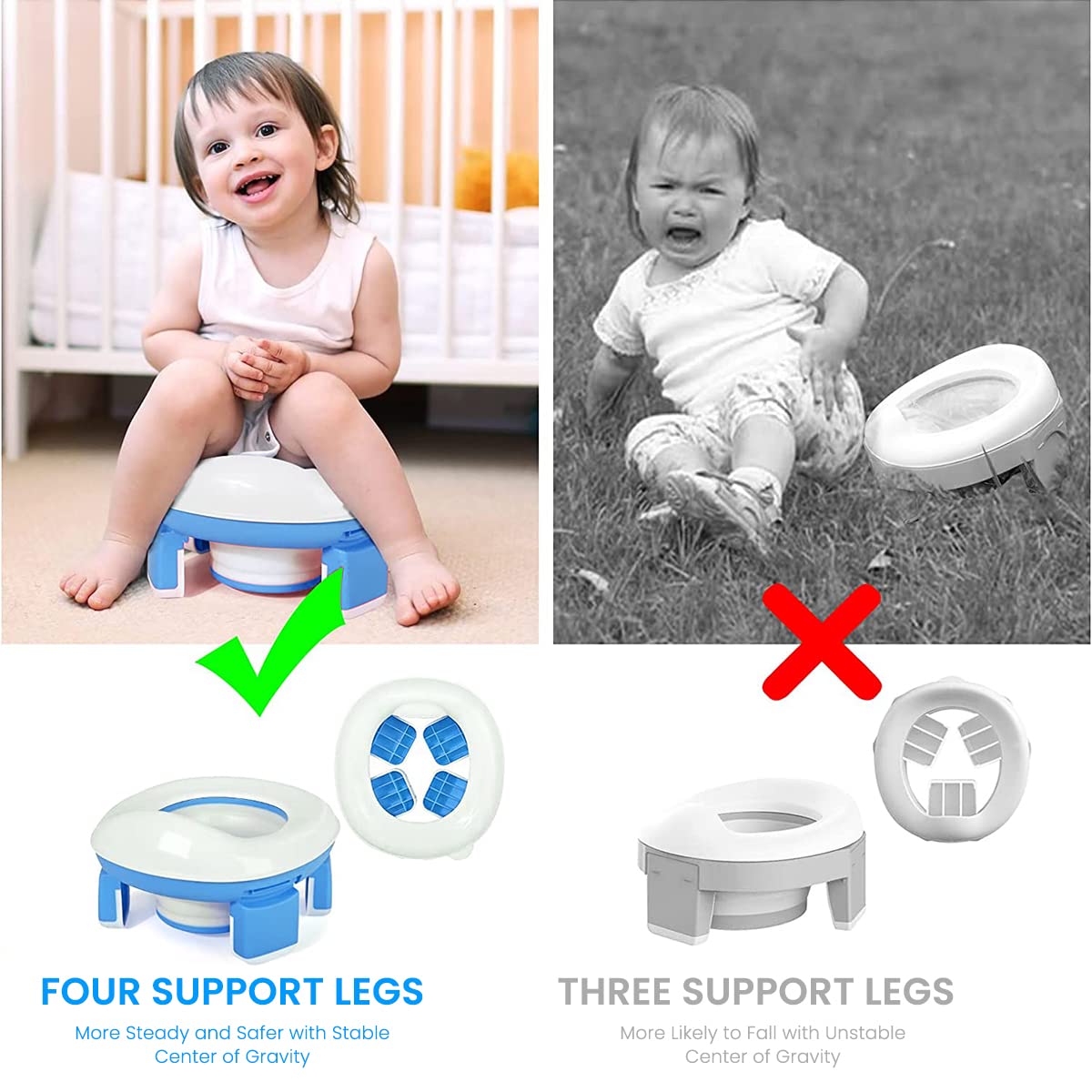 SNOWIE SOFT® Potty Training Seat Potty Seat for Kids 1-3 years, Toilet Seat for Western Toilet, Foldable Potty Seat for Kids Travel, Baby Potty Seat for 0 to 5 Years with Storage Bag & 20pcs Trash Bag