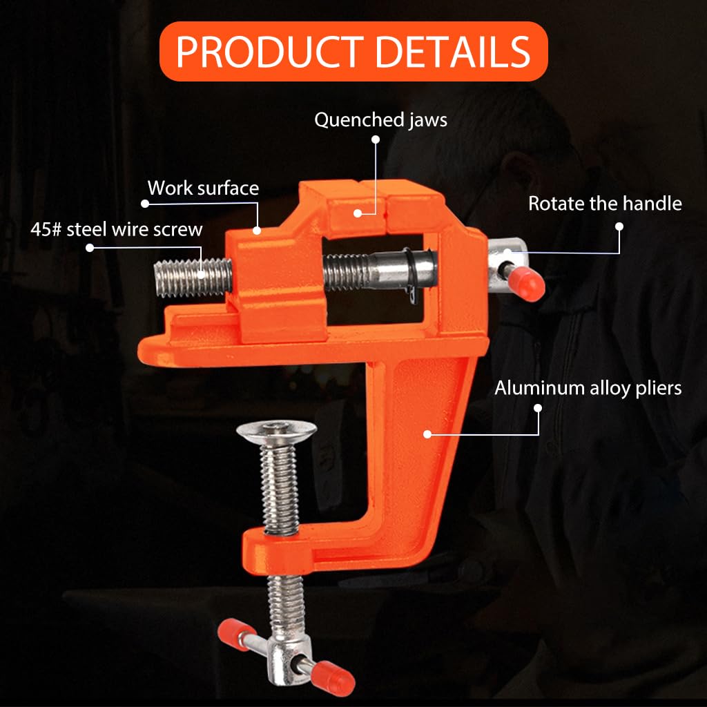 Serplex Mini Jeweler Table Clamp for DIY Crafts with Adjustable Knob and Swivel Screw | Portable Bench Vise for Jewelry Making