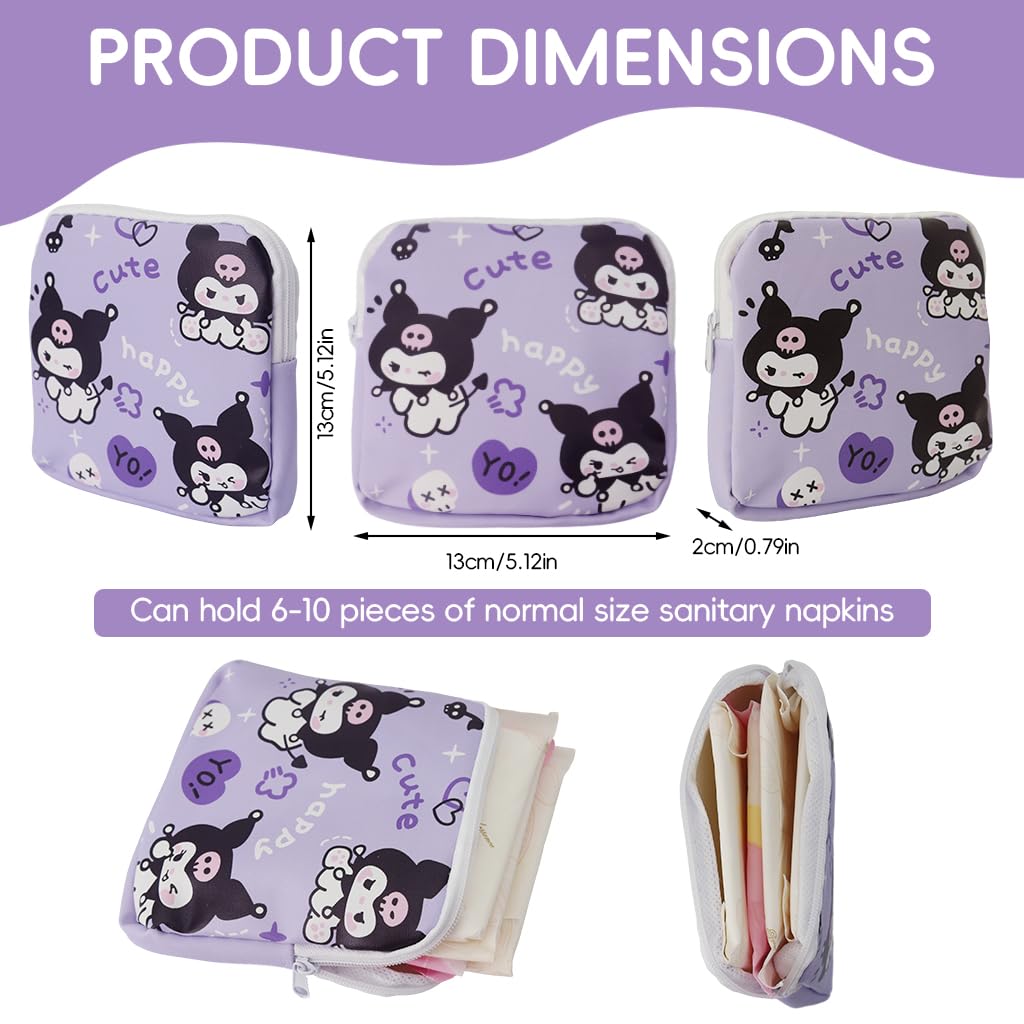 ZIBUYU Small Pouches for Sanitary Pads with Secure Zipper Closure and Cute Prints | 2Pcs Set
