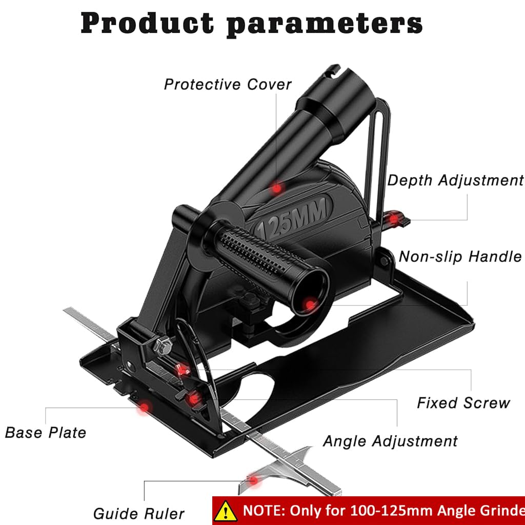 Serplex Angle Grinder Cutting Bracket for 100–125mm Tools with 0–40mm Depth Adjustment | Precision Scale and Auxiliary Handle