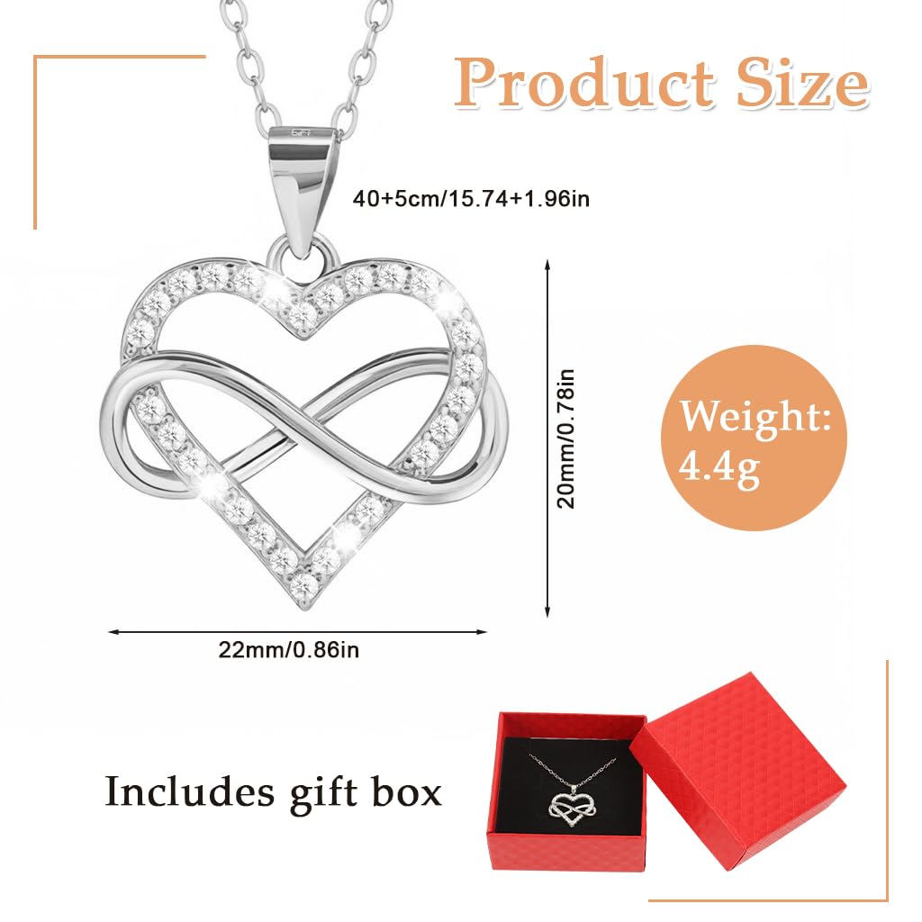 SANNIDHI Necklace for Women featuring Infinity Love Heart Pendant with Rhinestones | Gift Box