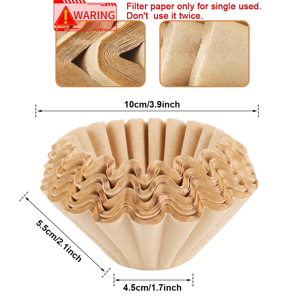 Supvox Coffee Filters 100 Counts for Drip Coffee Maker featuring Basket Shape 155mm Natural Unbleached Paper