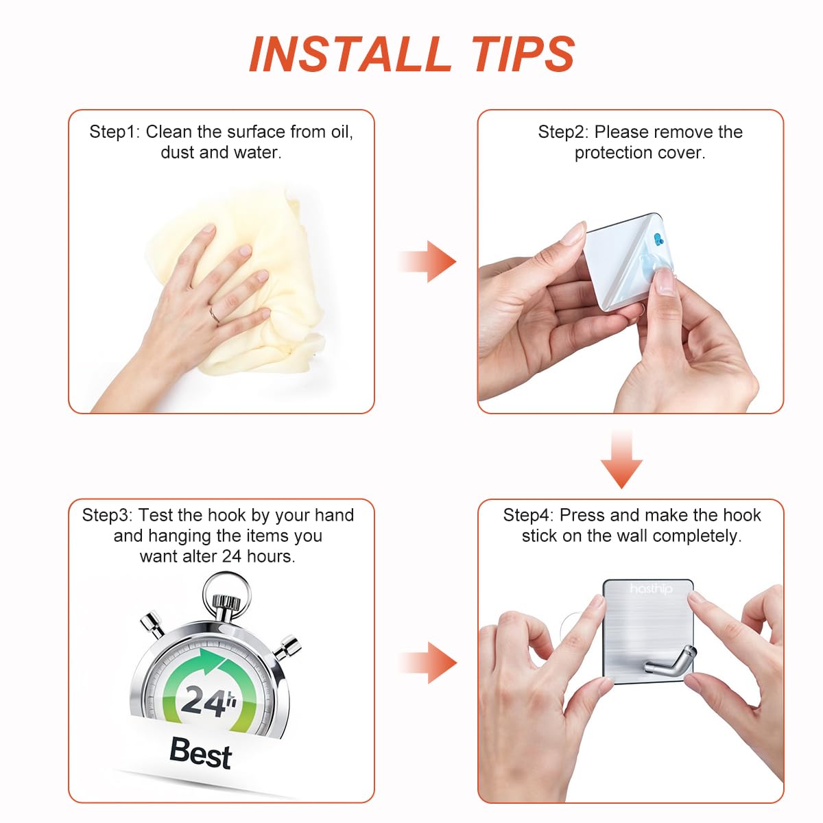 HASTHIP Suction Cup Hooks for Bathroom and Kitchen with Dual Hook Design | 2pcs Clear Plastic Holders