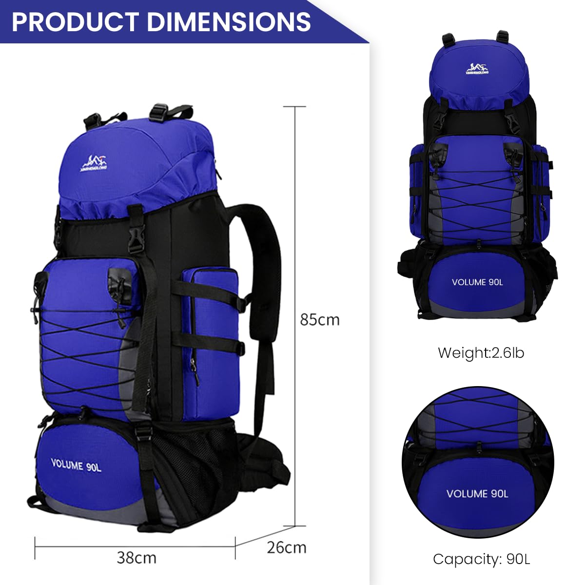 GUSTAVE Travel Backpack for Hiking and Camping featuring 90L Capacity and Ergonomic Support