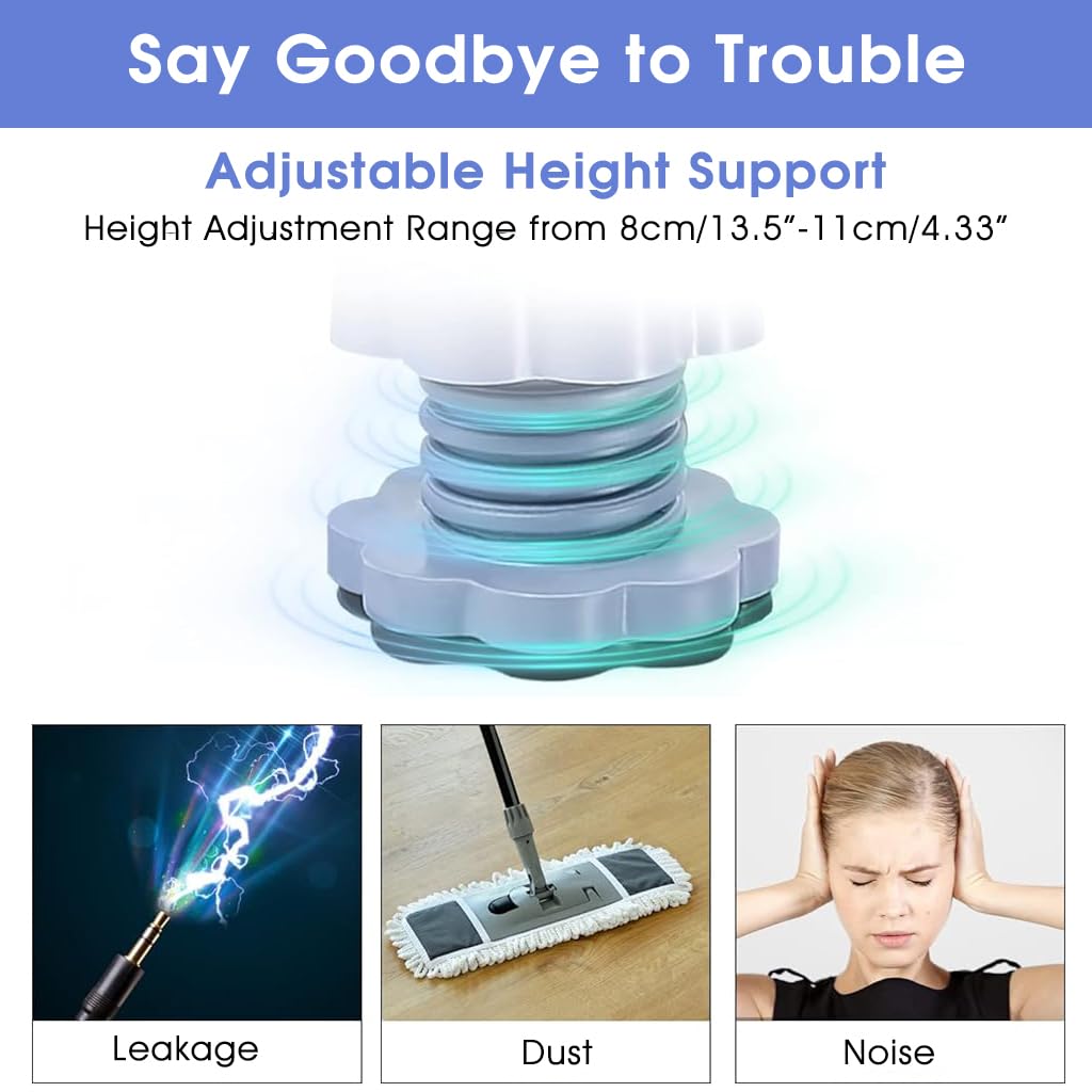 ZIBUYU Anti Vibration Pads for Washing Machine with Adjustable 8–11 cm Riser Feet | Floor Protection