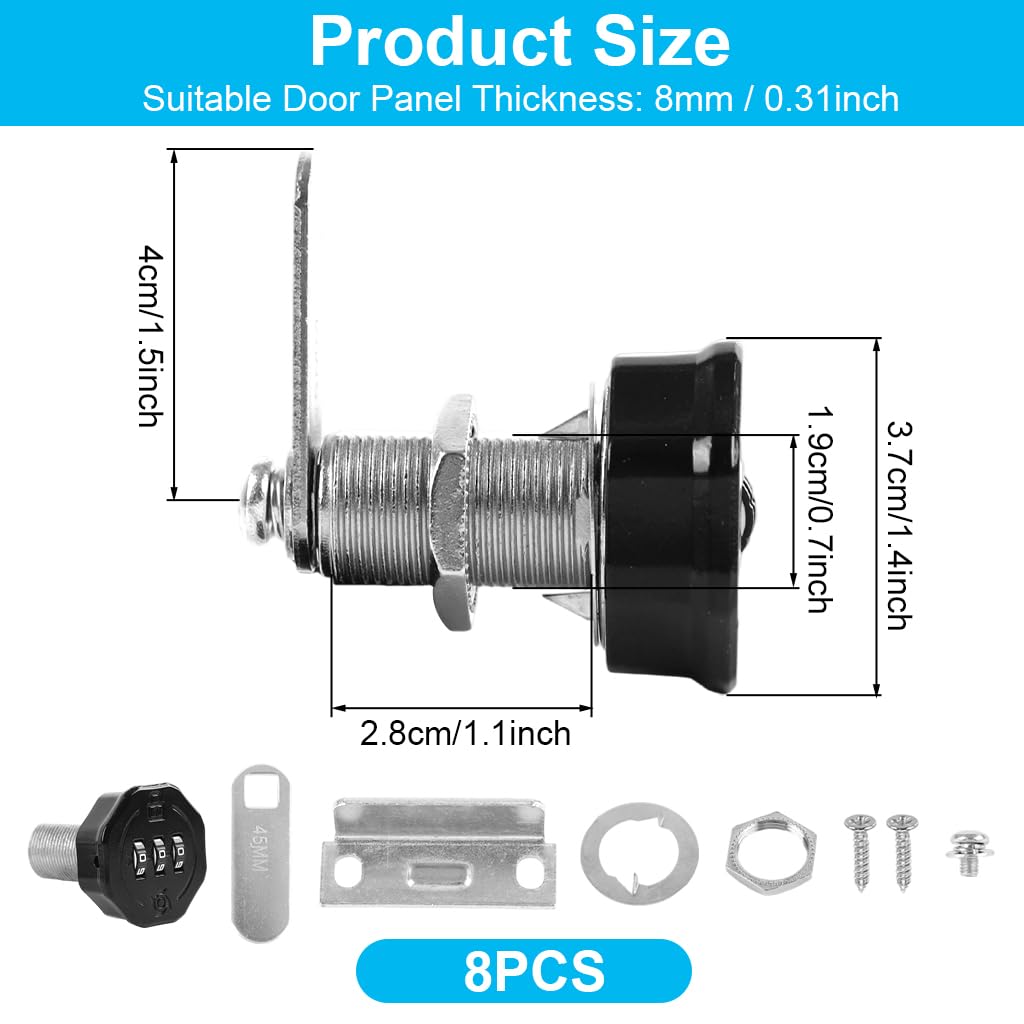 HASTHIP Cabinet Door Lock Kit for Drawers and Cabinets with 3 Digit Combination Zinc Alloy Security