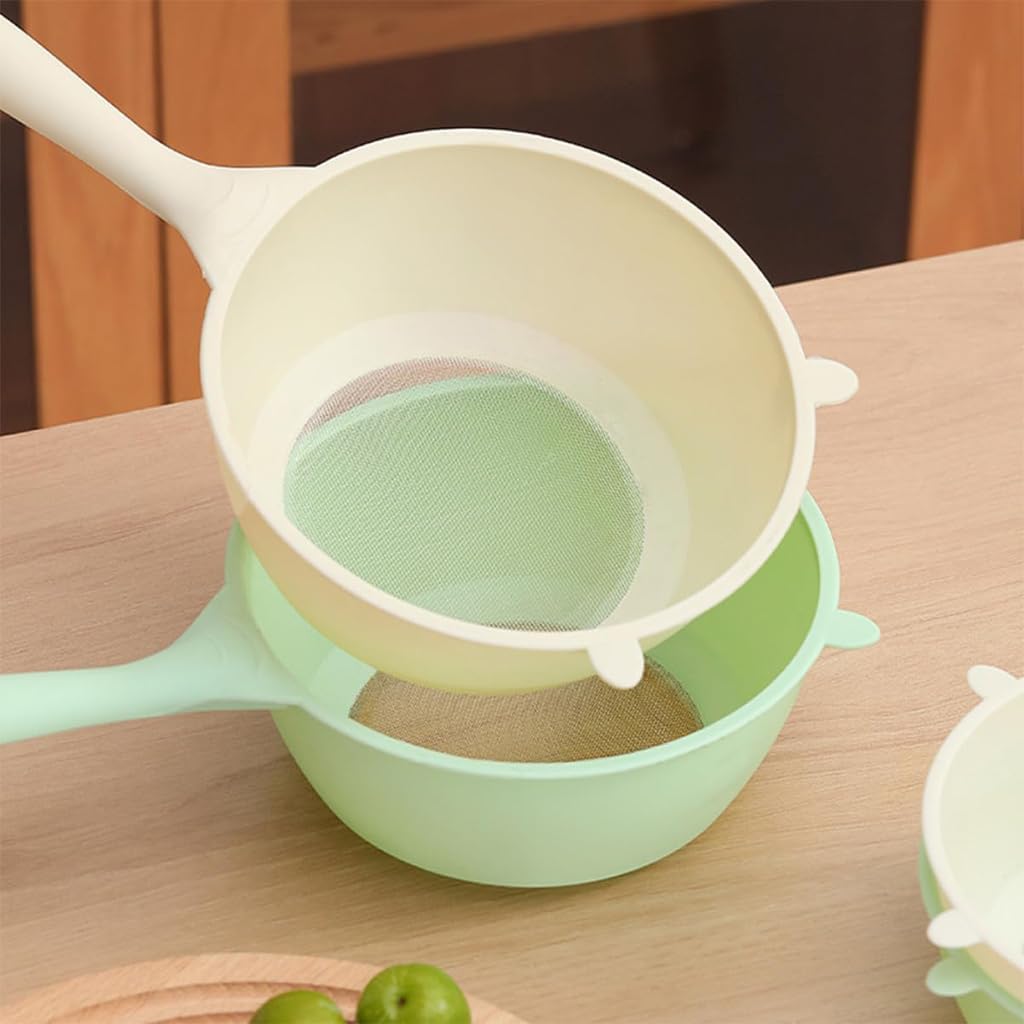 HASTHIP Rice Strainer for Kitchen with 7 in Fine Mesh Sieve and Long Handle | PP Basket Set