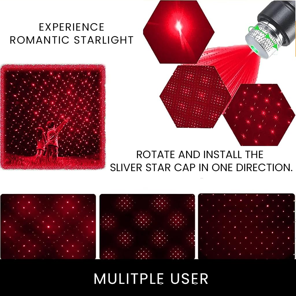 Climberty Laser Pointer for Presentations and Stargazing with 2000 Metre Range featuring Rotating Star Cap | USB Rechargeable Red Light