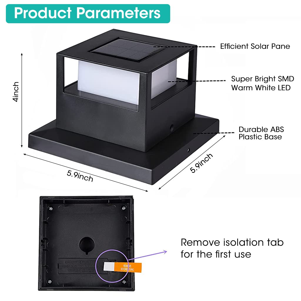 ELEPHANTBOAT Solar Fence Light for Garden and Porch with Dual‑Color LED and IP44 Waterproof | 4×4×5.9 in Outdoor Lamp