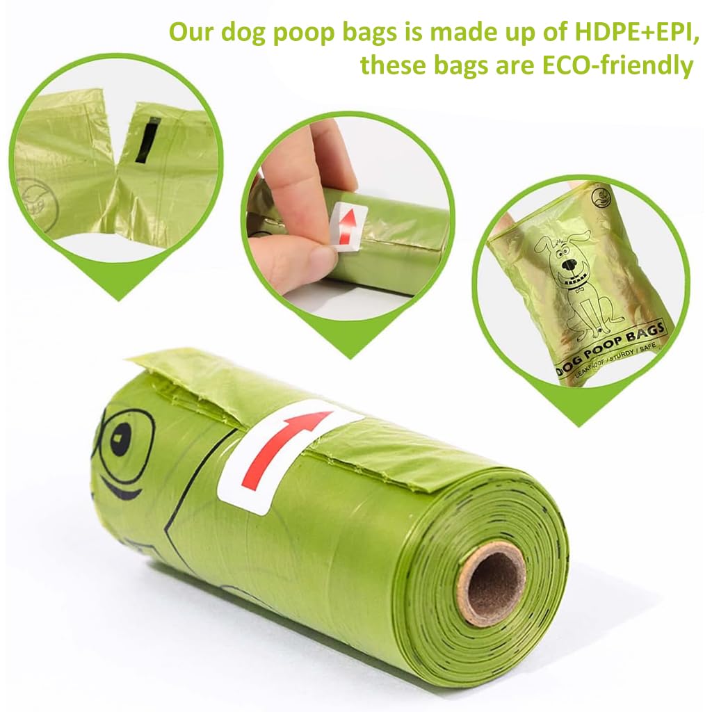 Qpets® 240 pcs Dog Poop Bag Biodegradable Dog Poop Bag Large Dog Poop Bag Leakproof Waste Bag Plastic Bag for Dog Walking Dog Supplies