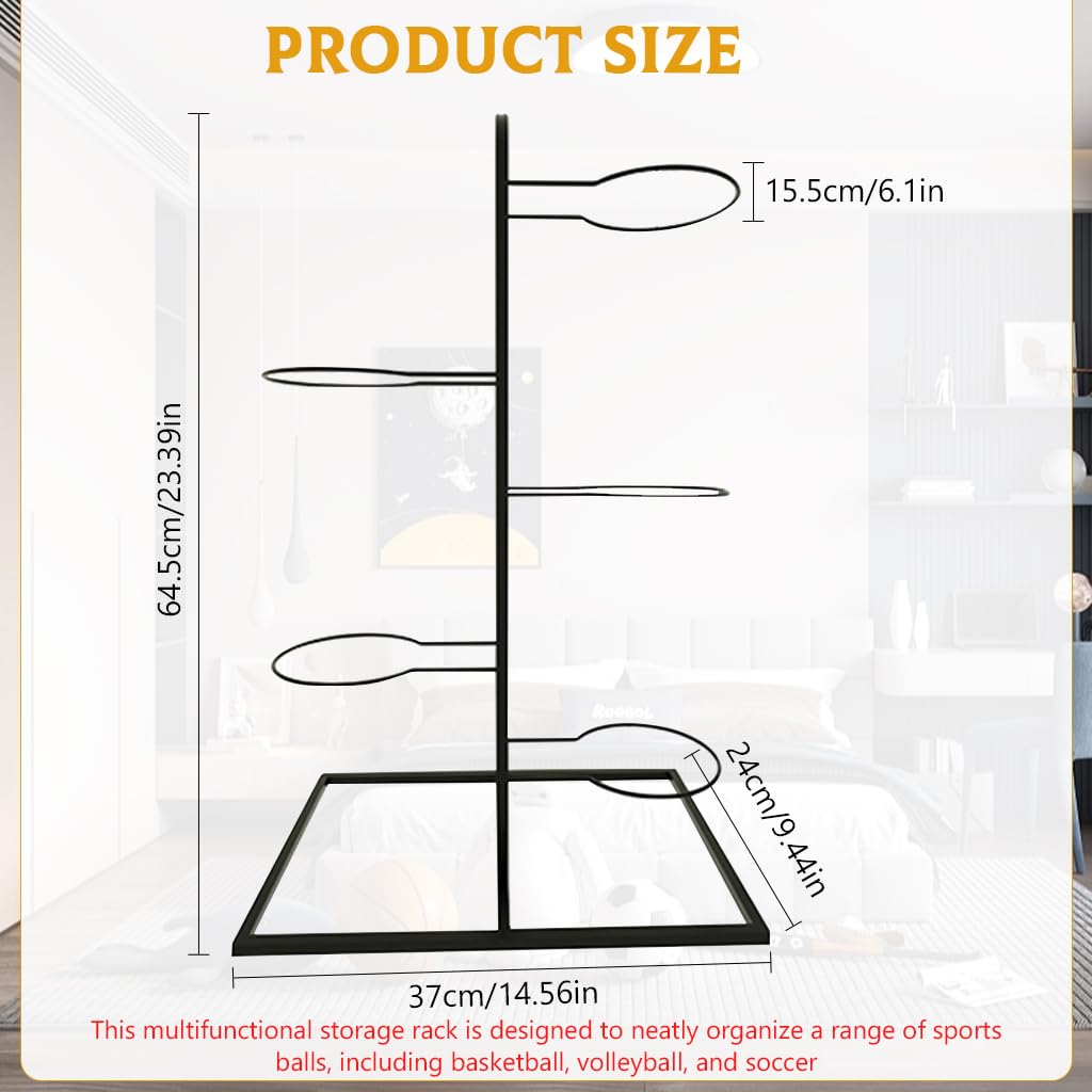 Proberos Basketball Storage Rack for Garage and Gym with 25.3 in Metal Stand | Multi Ball Organizer