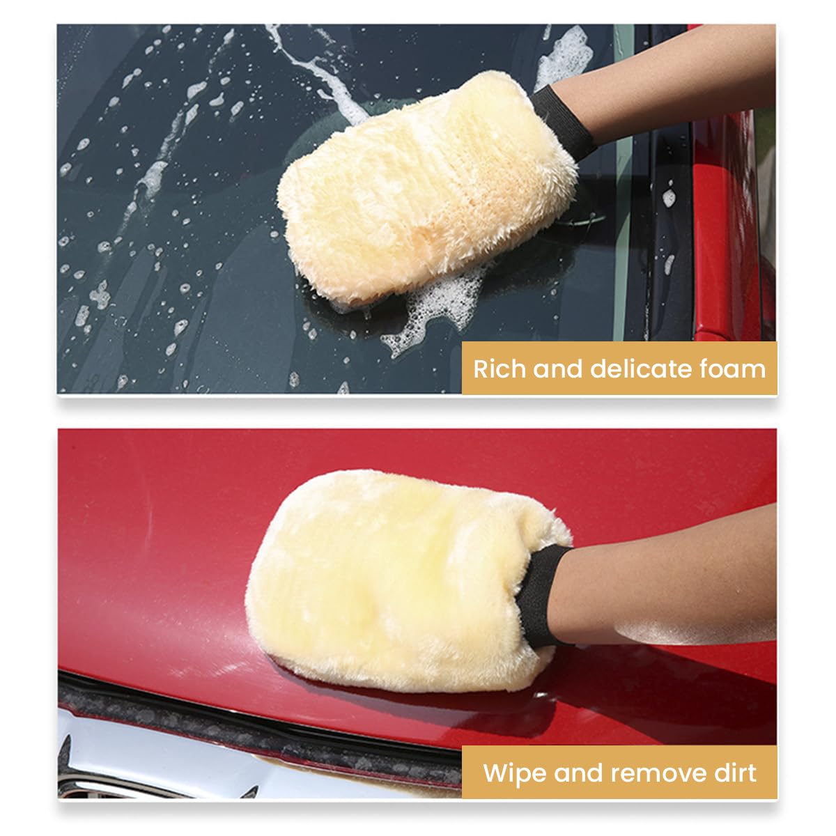 STHIRA Car Cleaning Gloves for Waxing and Polishing with Dual-Sided Plush Microfiber | Scratch-Free Detailing Mitts for Interior and Exterior Care