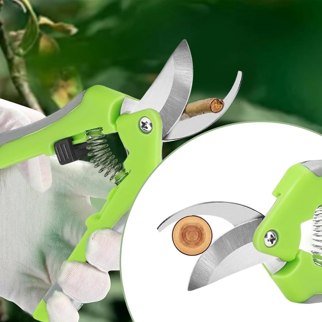 HASTHIP 2Pcs Pruning Shears 6.6'' Garden Snip Shear Bypass Shears Stainless Steel Gardening Pruning Shears Scissor Spring Loading Labor Saving Garden Snip with Safety Lock for Flower Pot, Vegetable
