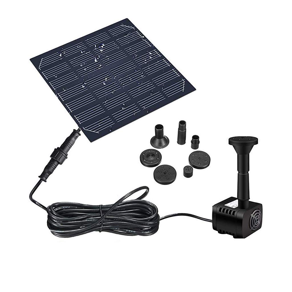 ELEPHANTBOAT Solar Water Fountain Pump for Garden and Pond with 1.2W 180L/H Panel | 4 Spray Nozzles