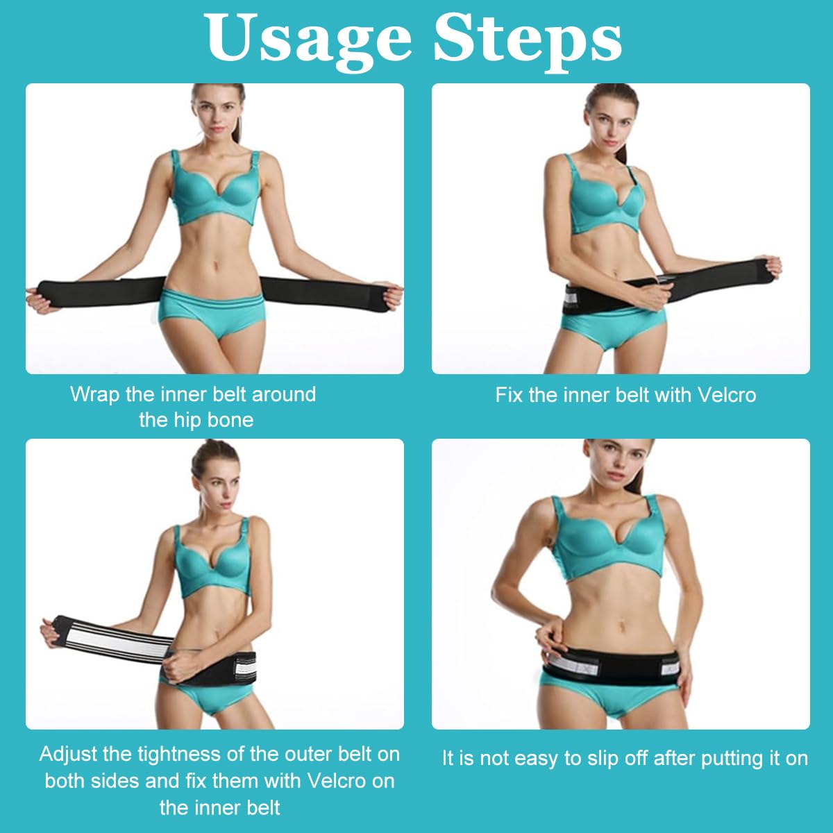 HANNEA Women Pelvic Support Strap for Lower Back Pain Relief with Dual Hook Loop Closure | Fits 32–47 in Hips and Non Slip Neoprene Design