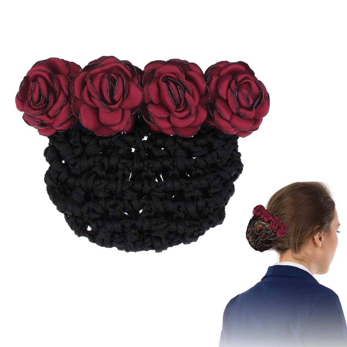 MAYCREATE® Hair Bun Accessories for Women Stylish Flower Bun Maker for Hair Bun Clips for Hair Bun Net French Bun Cover for Girls Ladies