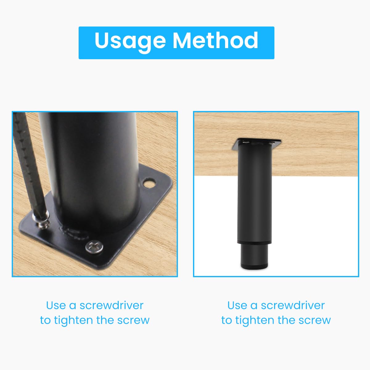 HASTHIP Adjustable Furniture Legs for Bed Sofa Cabinet with 80–120mm Telescopic Metal Alloy Wheels