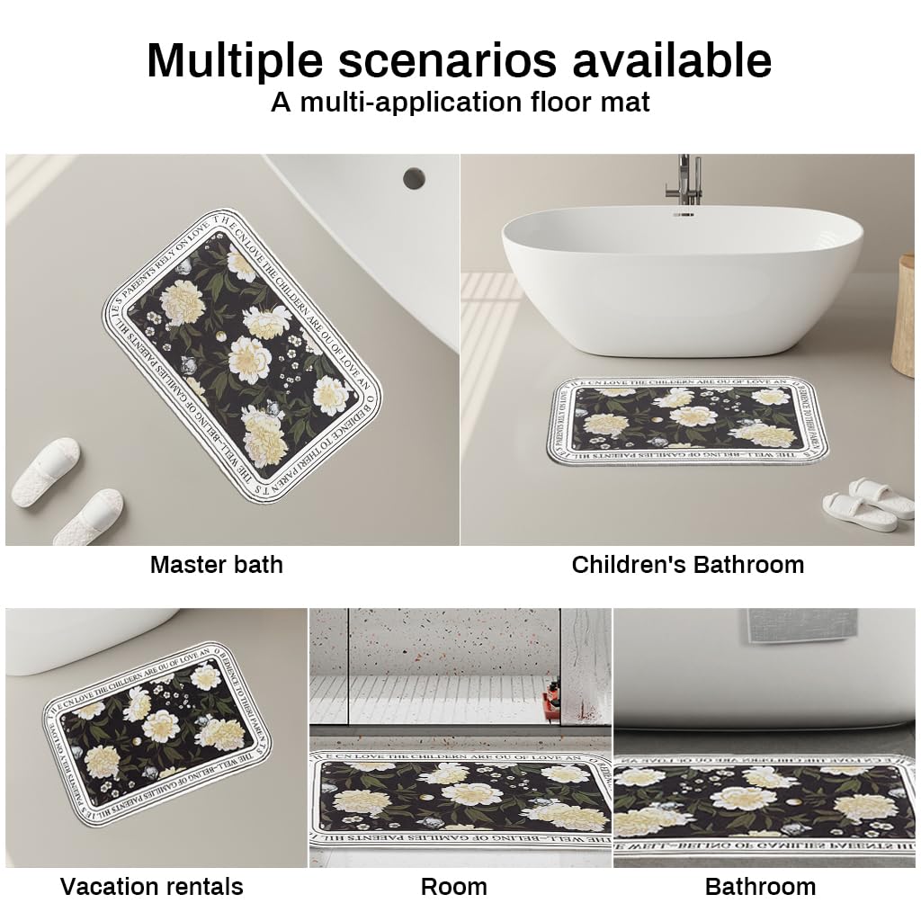 HASTHIP Kitchen Mats for Floor Anti Fatigue Use with Double Side Anti Slip Texture and PU Material | 2PCS 40×60cm & 40×120cm Waterproof Floral Print