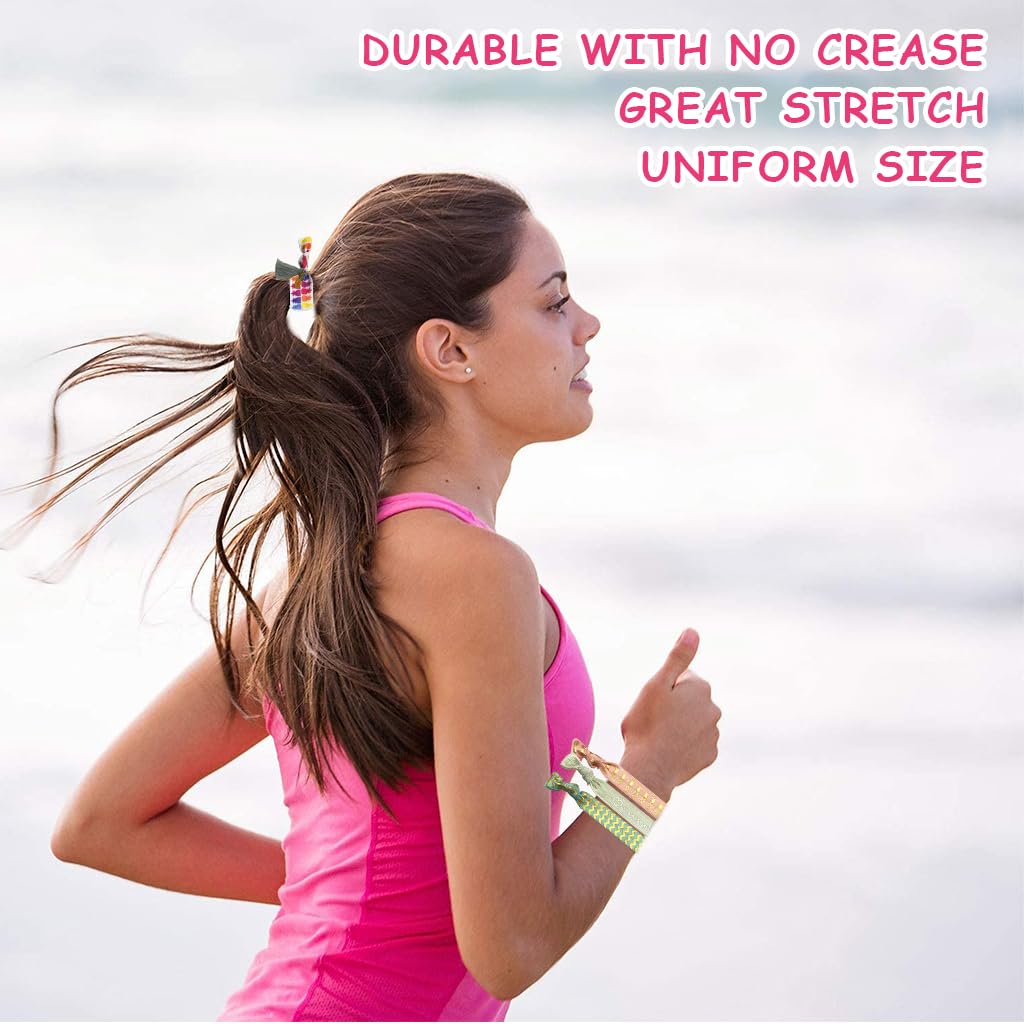 PALAY Hair Ties for Women with 9 Elastic Ribbon Bands featuring Cute Prints and Charms | Ponytail Holders and Friendship Bracelets