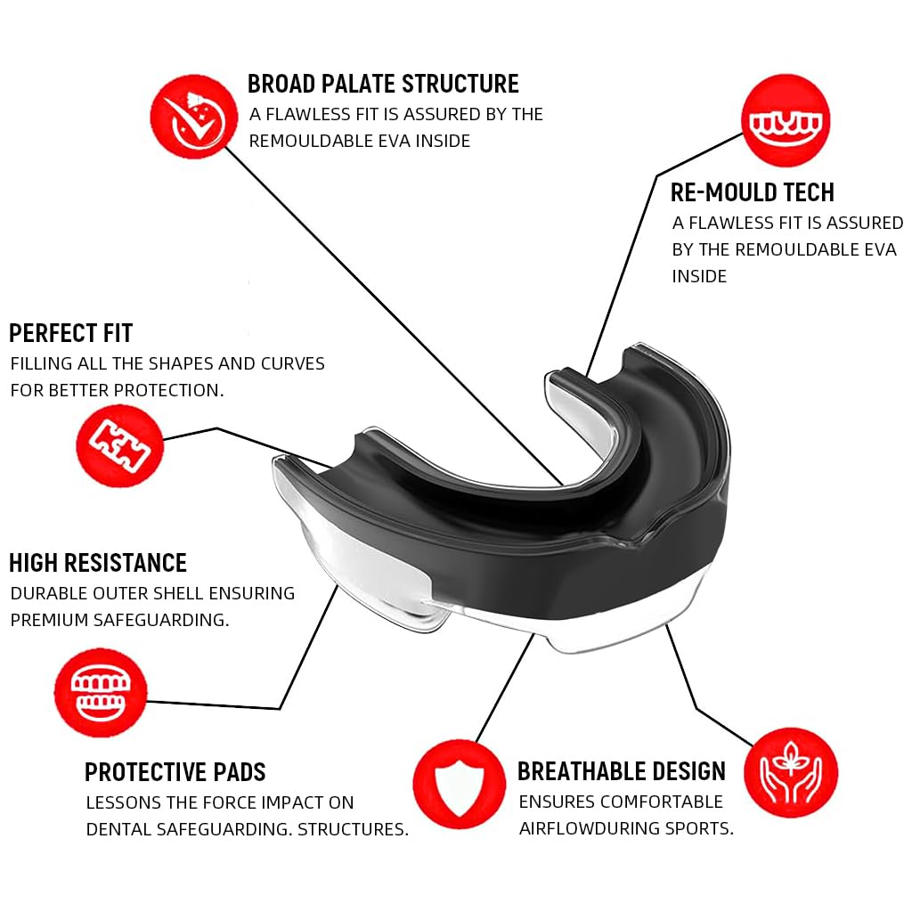 Proberos Boxing Mouthguard for Contact Sports with Ergonomic Shock-Absorbing EVA Fit|Adults & Teens