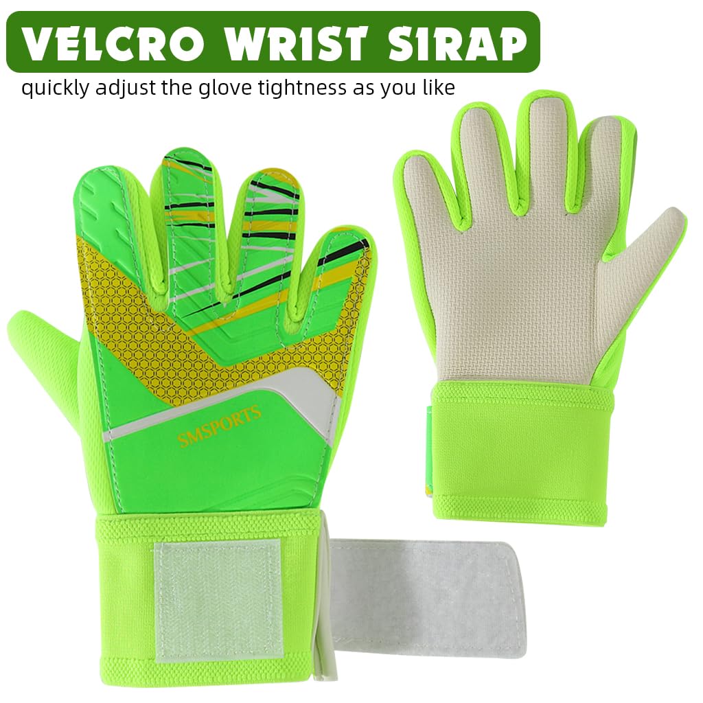 Proberos Football Goalkeeper Gloves for Kids with Latex Palm Grip & Adjustable Strap | Green Size 8