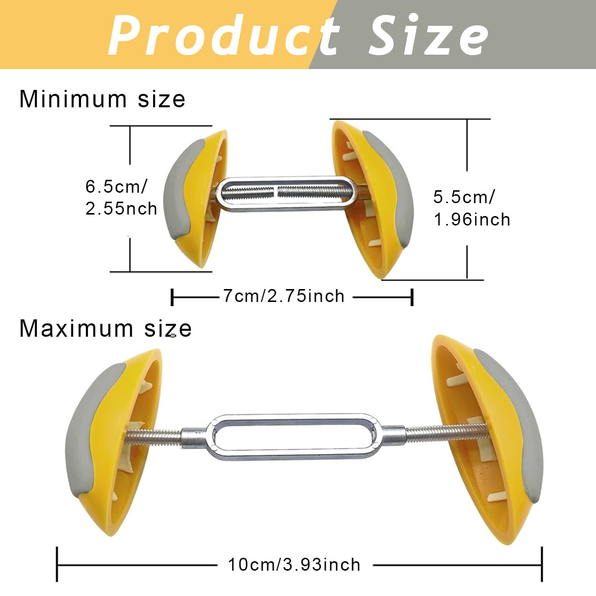 MAYCREATE Shoe Stretchers for Women featuring Adjustable Width 7–11 cm Dual Head Braces | Yellow