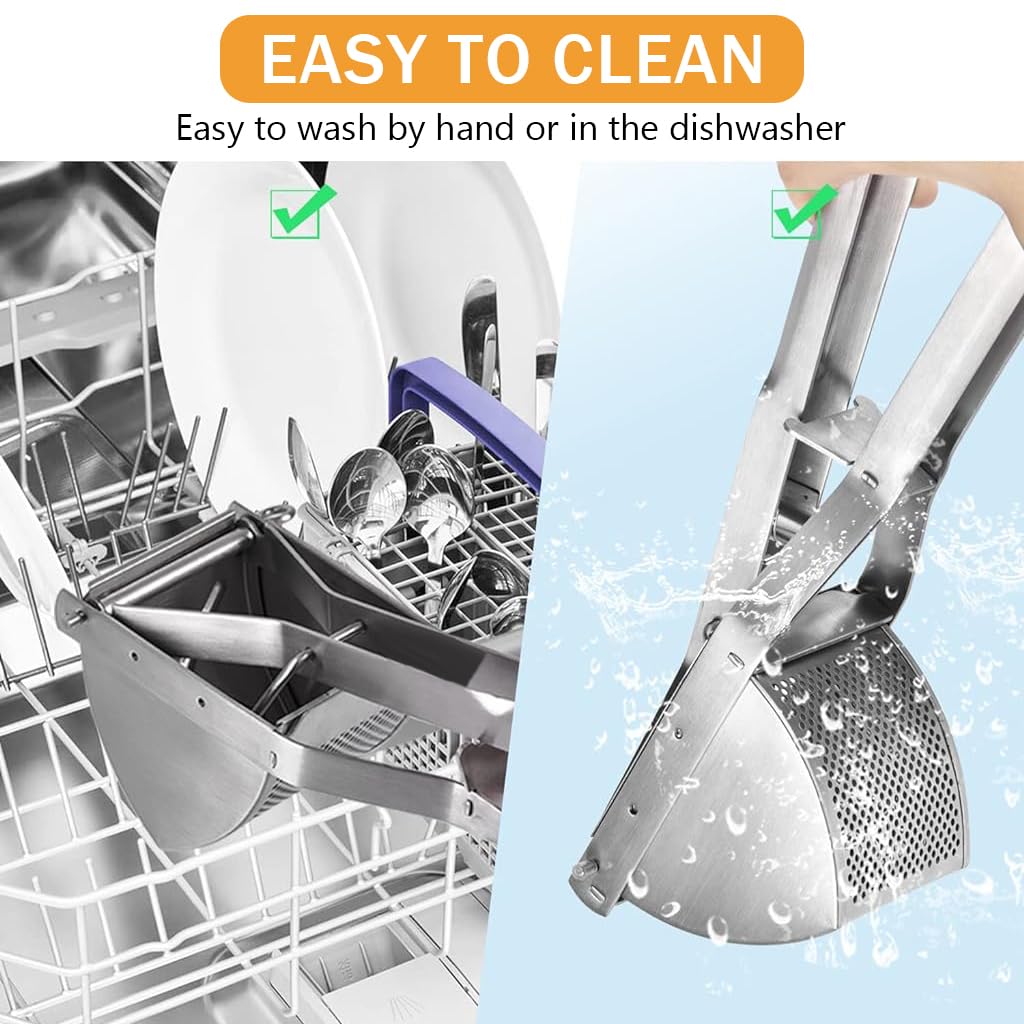 Supvox Kitchen Manual Potato Masher, Manual Press Hand Fruit Juicer, Multifunctional Foodgrade Stainless Steel Potato Mesher Heavy Duty Manual Juicer Kitchen Tool