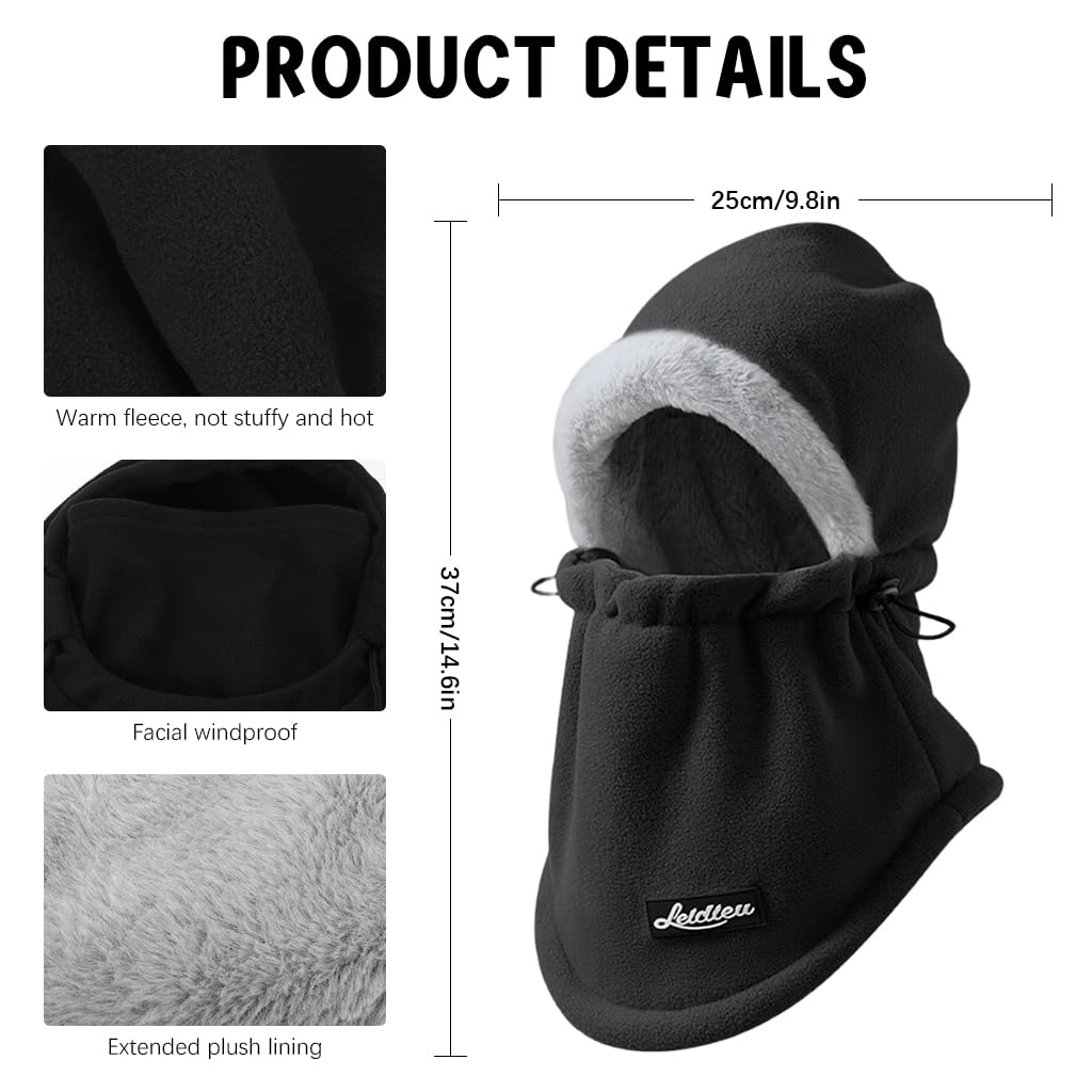 SANNIDHI Winter Balaclava for Riding and Skiing featuring Drawstring Face Cover | Warm Fleece Neck Gaiter for Men and Women
