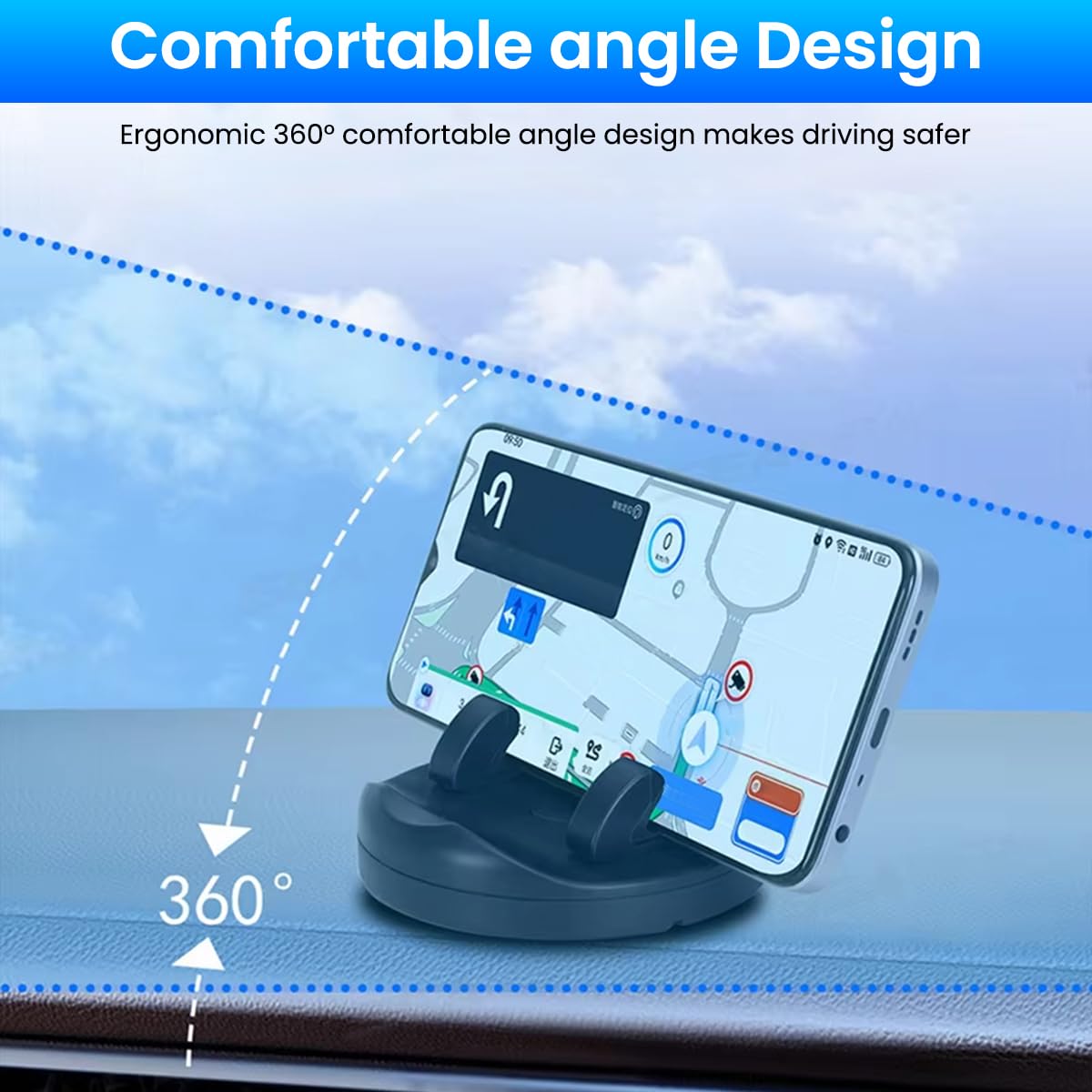 Zibuyu Car Mobile Holder for Dashboard with 360° Rotation and Glow Contact Display | Universal Fit