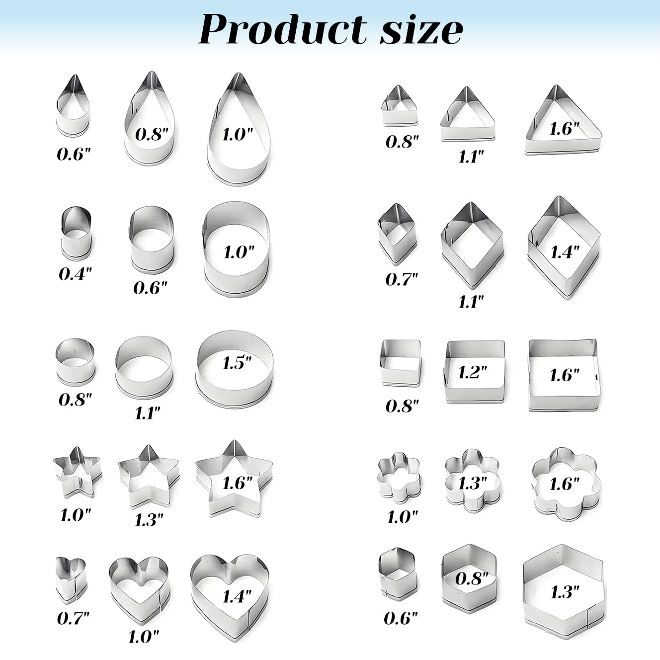 Supvox Stainless Steel Cookie Cutters Set with 30 Shapes and Silicone Tools | Storage Box