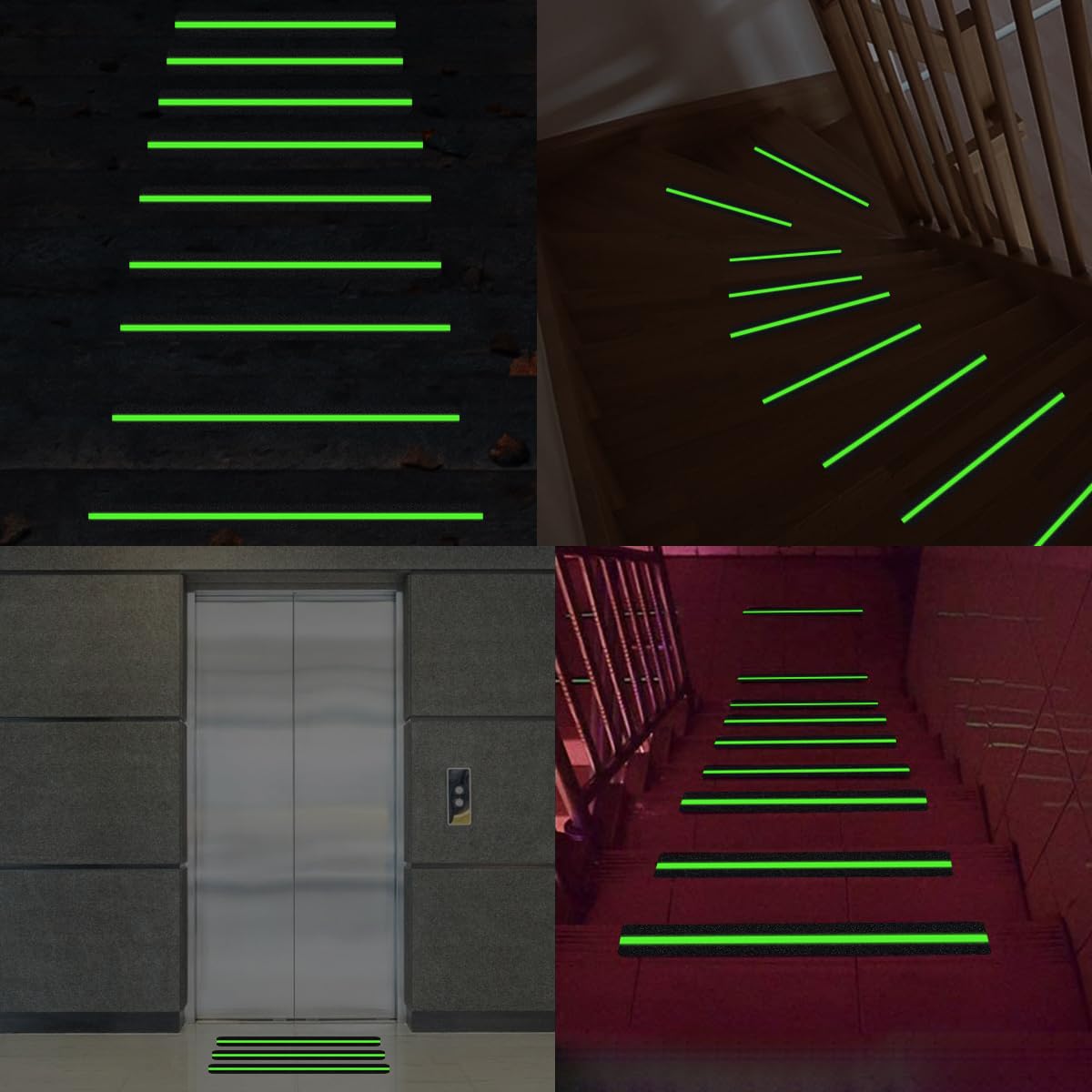 HASTHIP Glow in The Dark Anti Slip Traction Tape for Stairs featuring 10 Pre Cut 2 x 12 in PEVA Strips | Eco Friendly and Residue Free Removal