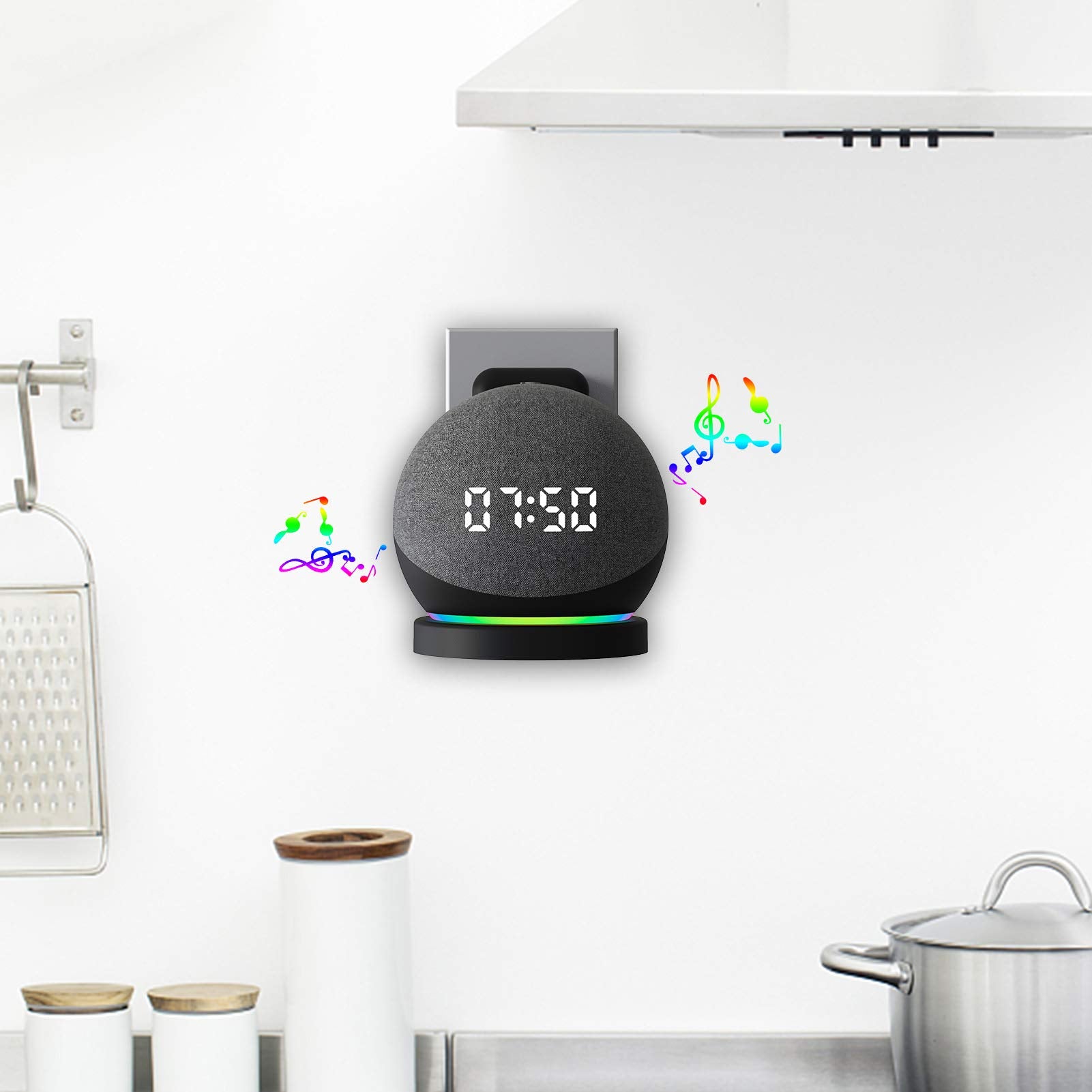 Zeitel Echo Dot 4th Gen Wall Mount for Space Saving Setup with Built in Cable Organizer | Black Holder