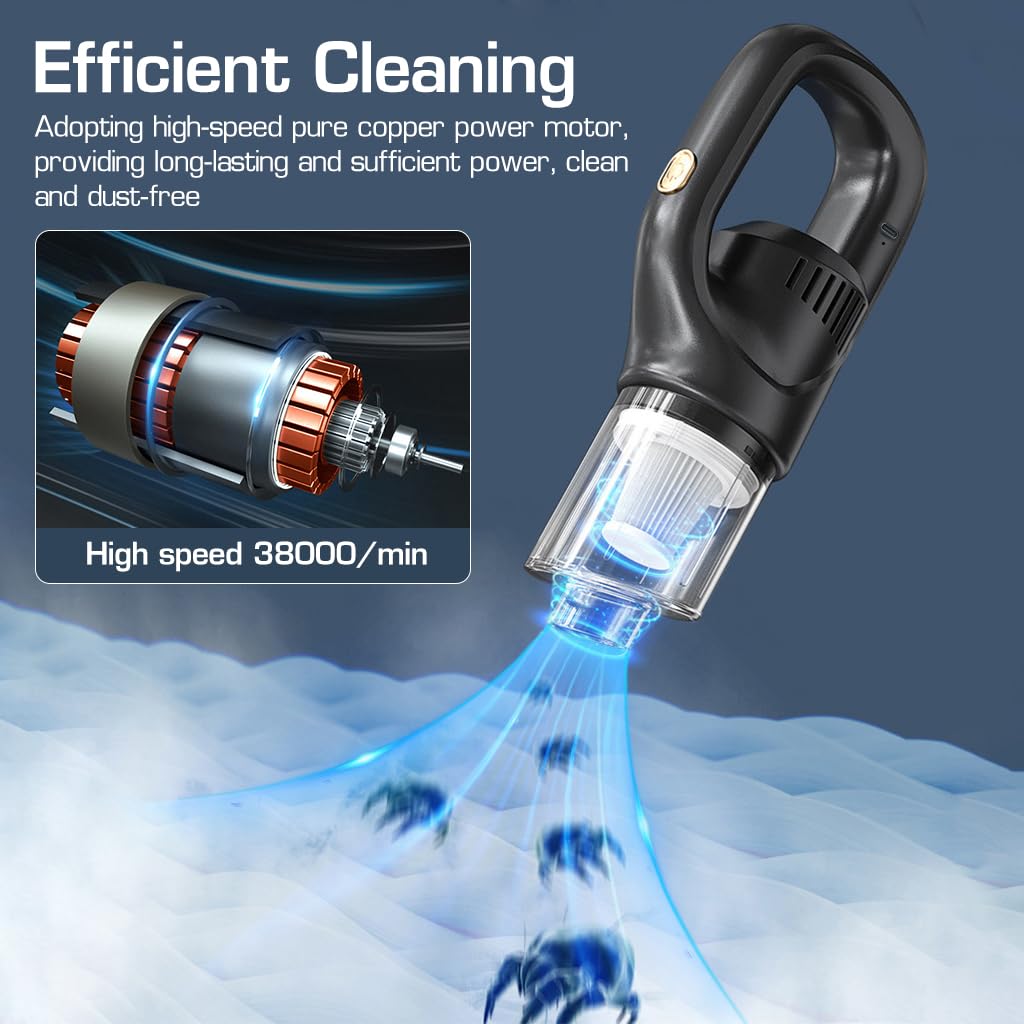 Supvox Vacuum Cleaner for Home and Car with 10 kPa Suction and 120W Motor | Cordless Handheld Design