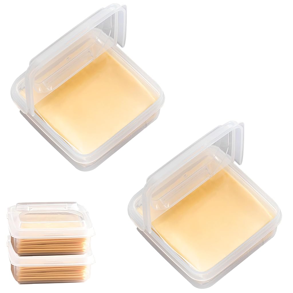 HASTHIP® 2 Pack-Plastic Sliced Cheese Storage with lids Airtight Keeps Cheese Fresh and Delicious Container