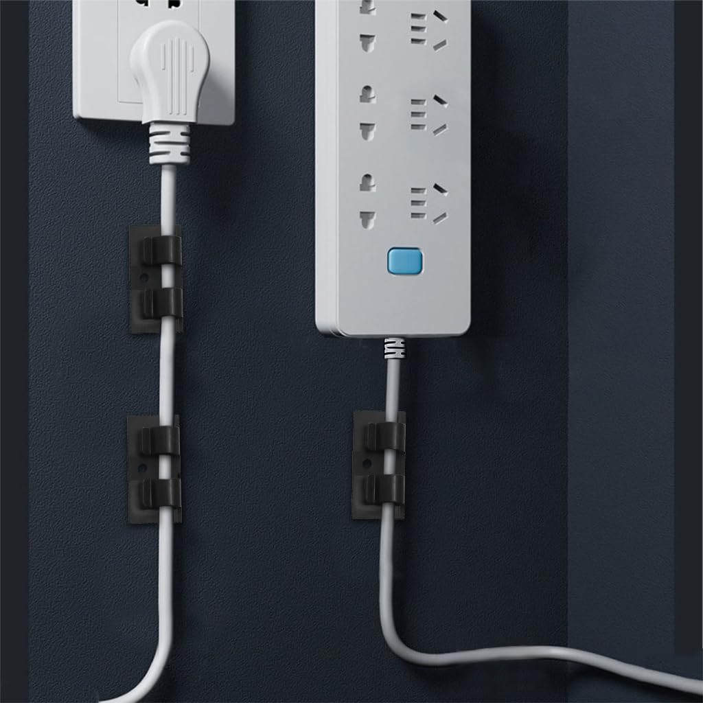 HASTHIP Cable Organizer for Christmas and Decorative Lights featuring Dual Slot Grip | 25pcs Black Plastic Clips