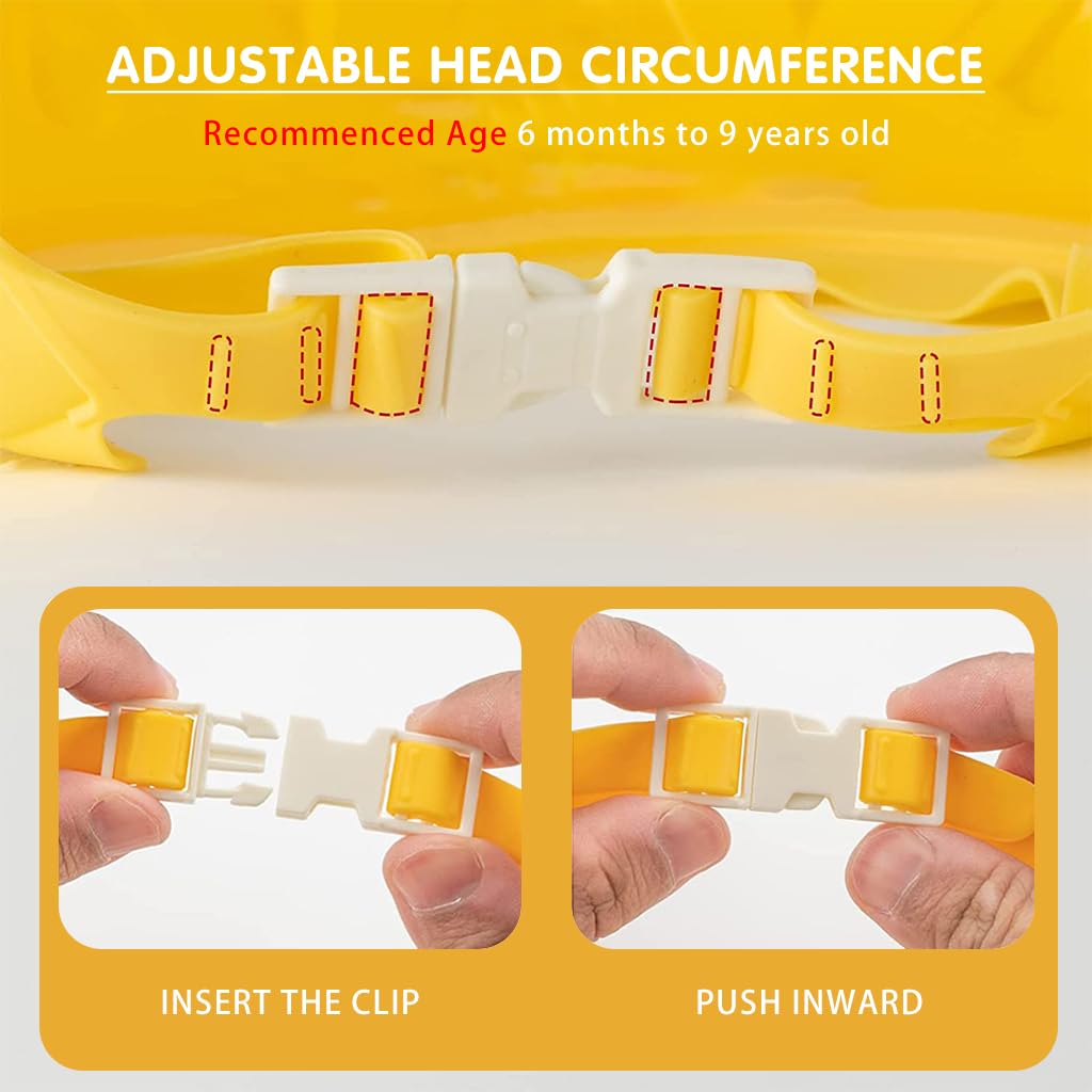 SNOWIE SOFT Baby Shower Cap for Eye and Ear Protection with 6 Sizes Adjustable Fit | Soft Silicone Crown Cap in Yellow