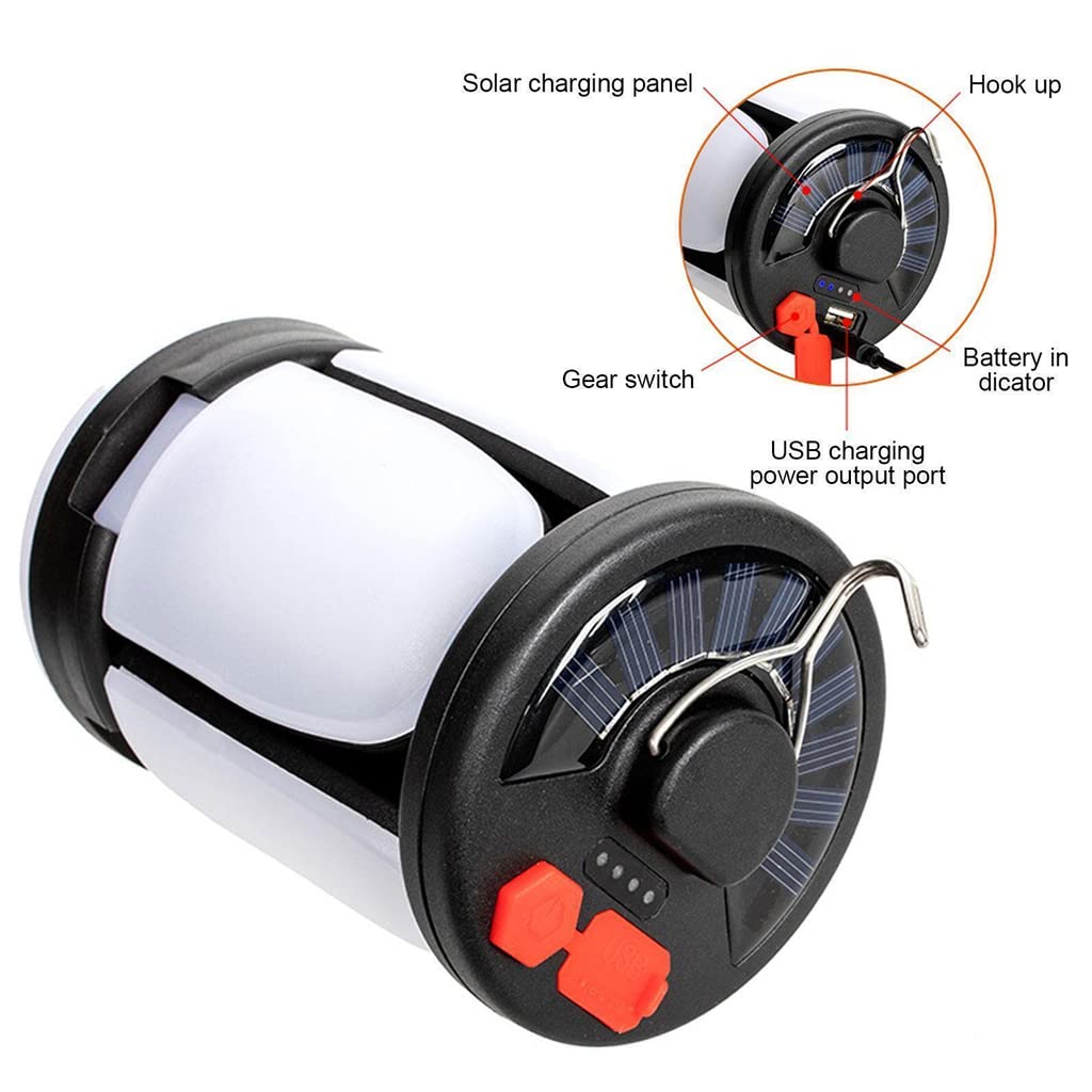 ELEPHANTBOAT Solar Camping Light for Outdoor Use with 60 LED Beads and 4 Folding Wings | USB and Solar Rechargeable Lantern