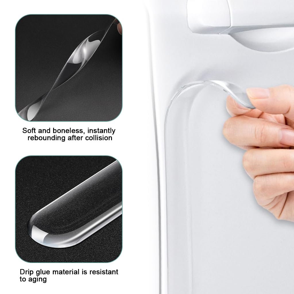 STHIRA Car Door Handle Protectors for Scratch Protection featuring Self-Adhesive 8 Pcs Clear Rubber Set | Waterproof and Invisible Design