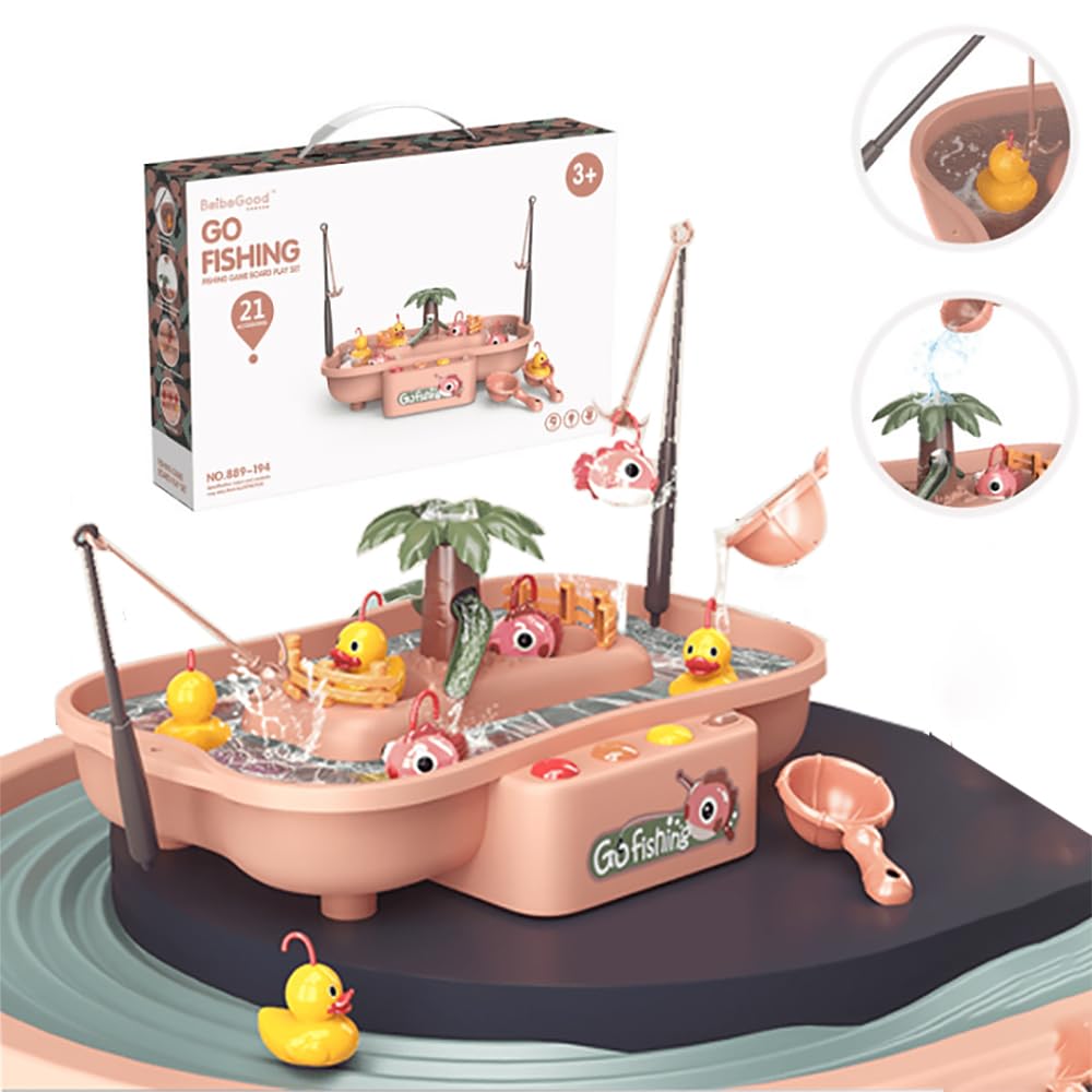 PATPAT Fish Toys for Kids featuring Electric Fishing Pond Set with 2 Rods and 3 Ducks | Musical Bath Toy for Ages 3 to 8