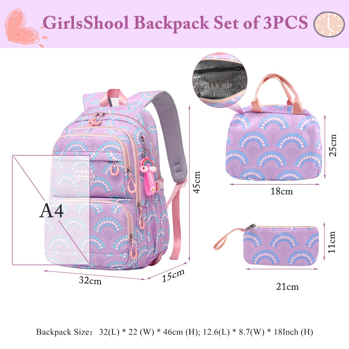 PALAY School Bag for Women with 14 Inch Laptop Compartment and Multi Pocket Design | Waterproof Oxford Backpack Set