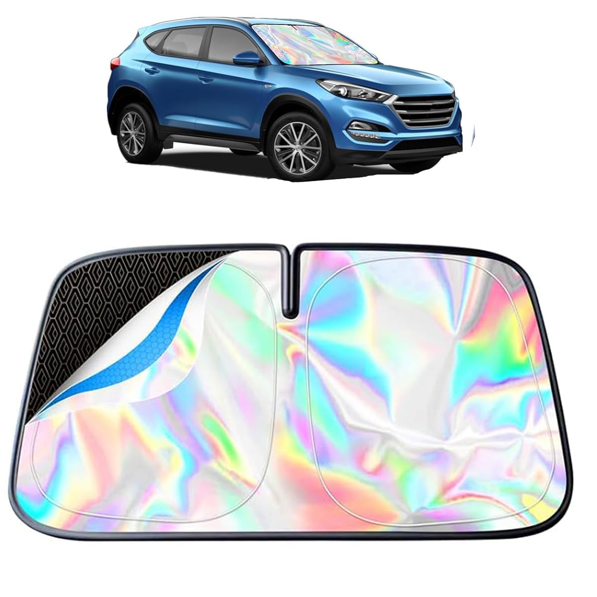 STHIRA Car Window Shade for UV Protection with Glass Fiber Frame 57x31 in | Foldable