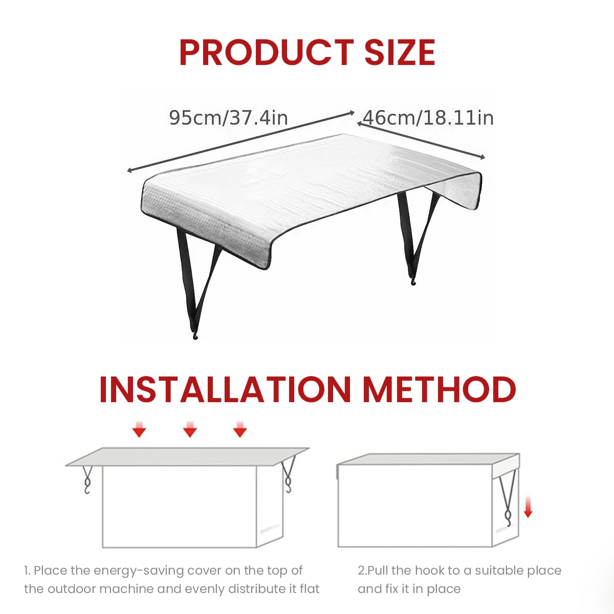 HASTHIP® Air Conditioners Outdoor Unit Cover - HVAC Heat Insulation Film Protection Cover, Durable Sun Shade Dust Cover with Hooks, Rain Cover for HVAC Outside Unit